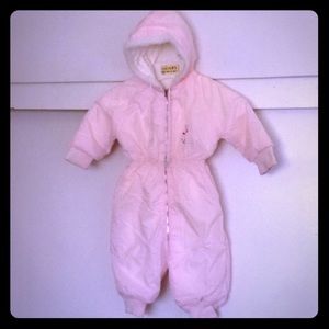 💗 1950's Baby Pink Snowsuit for Baby- Outerwear, Winter Gear, Vintage